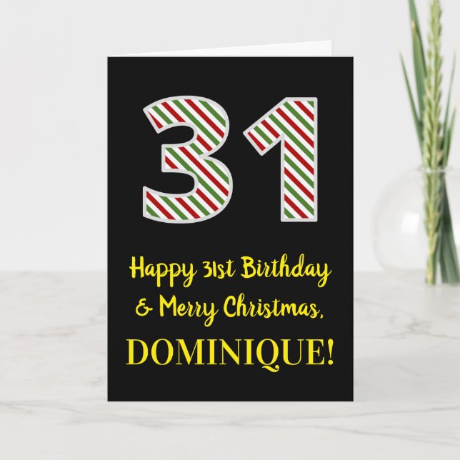 Happy 31st Birthday & Merry Christmas, Custom Name Card (Front)