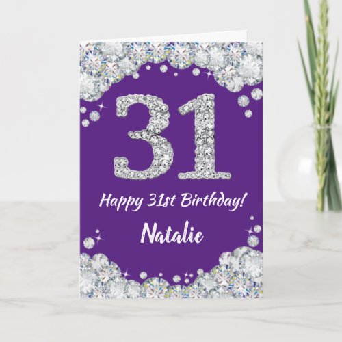 Happy 31st Birthday Purple and Silver Glitter Card