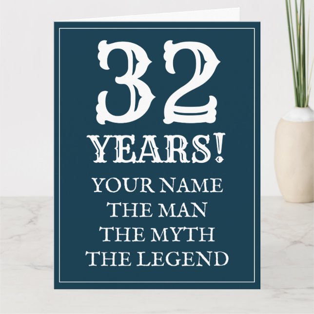 Happy 32nd Birthday card for boyfriend or partner (Front)