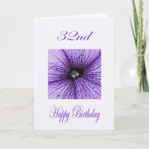 Happy 32nd Birthday purple Blossom Card