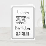 [ Thumbnail: Happy 33rd Birthday, Art Deco Style W/ Custom Name Card ]