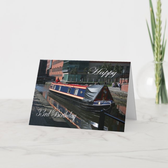 Happy 33rd Birthday canal boat Card (Front)