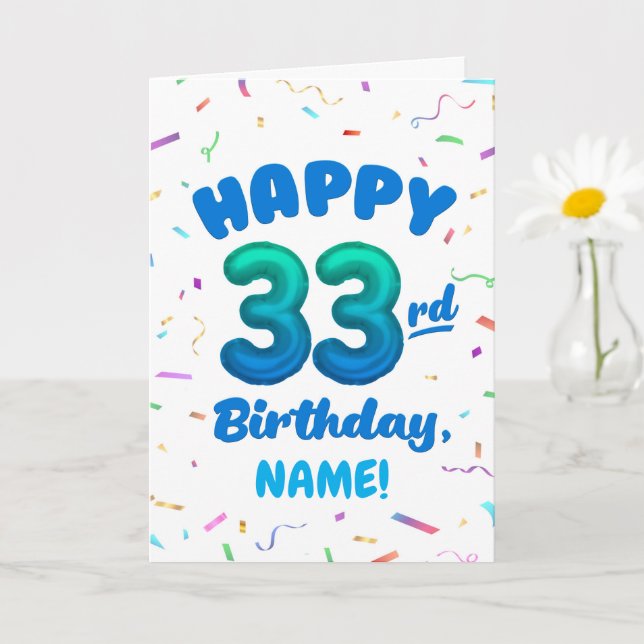 Happy 33rd Birthday Card with Custom Name (Small Plant)