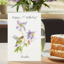 Happy 33rd Birthday Columbine with Hummingbird