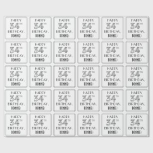 HAPPY 34TH BIRTHDAY; Art Deco Style; Custom Name Wrapping Paper