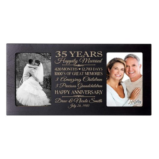 Happy 35th Anniversary Black Double Photo Frame (Front)