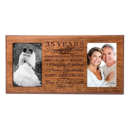 Happy 35th Anniversary Cherry Double Photo Frame