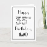 [ Thumbnail: Happy 35th Birthday, Art Deco Style W/ Custom Name Card ]