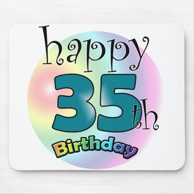 Happy 35th birthday (blauw) mouse pad (Front)