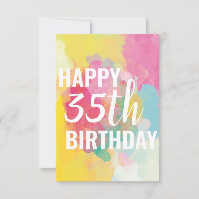 Happy 35th Birthday Card ("Watercolour Gradients") (Front)