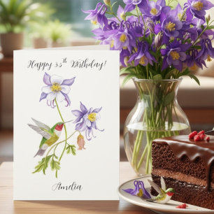 Happy 35th Birthday Columbine with Hummingbird Card