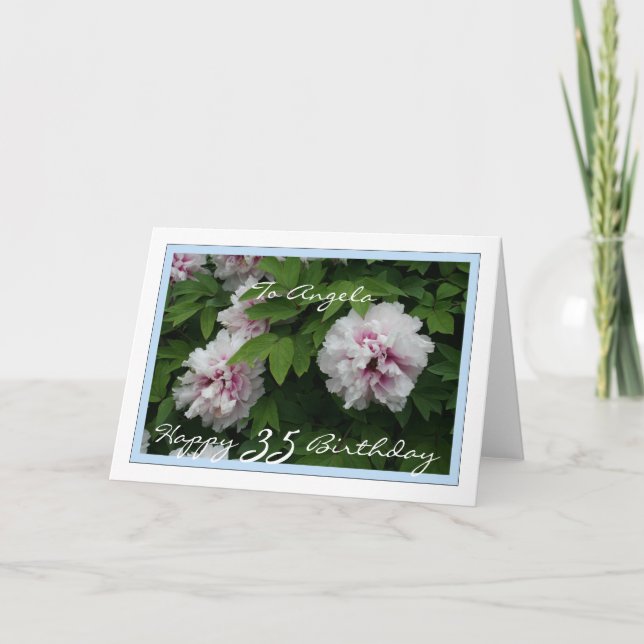 Happy 35th Birthday Customizable w/ Peonies Card (Front)