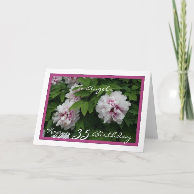 Happy 35th Birthday Customizable w/ Peonies Card (Front)