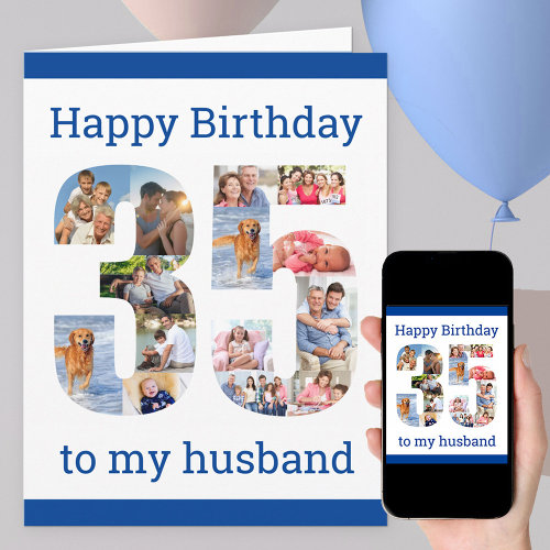 Happy 35th Birthday Husband 35 Photo Collage Card
