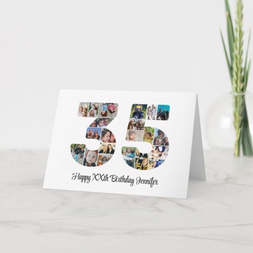 Happy 35th Birthday Number 35 Custom Photo Collage Card