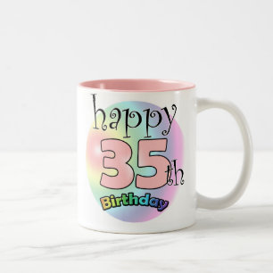 Happy 35th Birthday (Pink) Two-Tone Coffee Mug