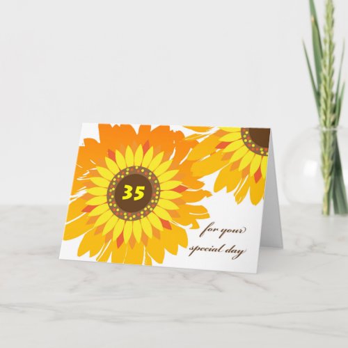Happy 35th Birthday Sunflowers Floral Design Card
