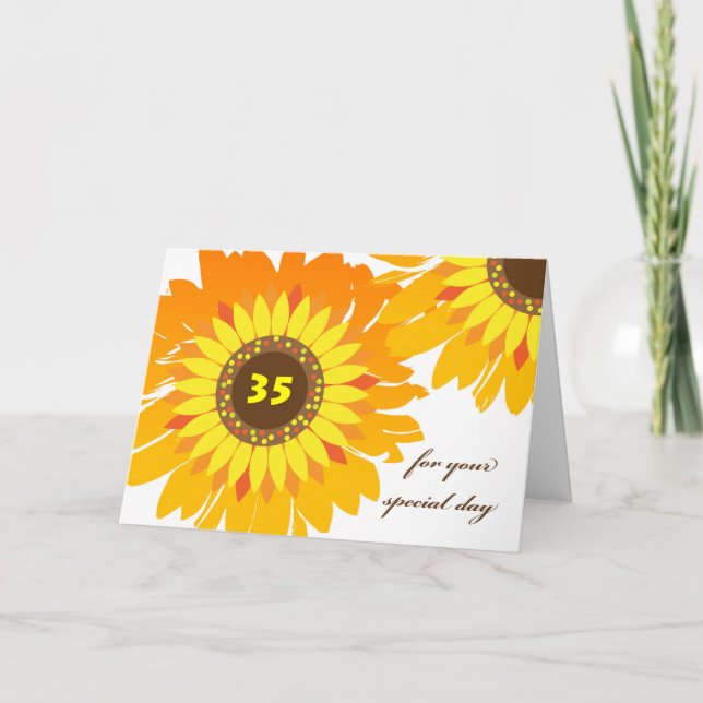 Happy 35th Birthday Sunflowers Floral Design Card (Front)