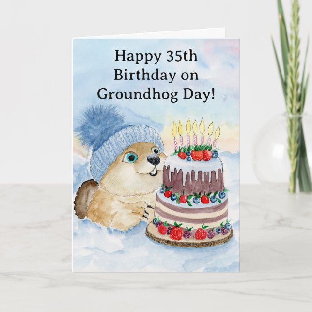  Happy 35th Groundhog Day Birthday  Card (Front)