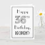 [ Thumbnail: Happy 36th Birthday, Art Deco Style W/ Custom Name Card ]