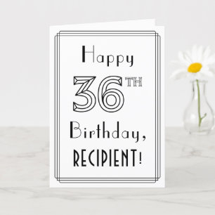 Happy 36th Birthday, Art Deco Style w/ Custom Name Card