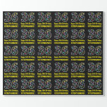 [ Thumbnail: Happy 36th Birthday, Fun Colorful Stars Pattern 36 Wrapping Paper ]