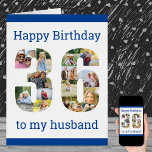 Happy 36th Birthday Husband Big 36 Photo Collage<br><div class="desc">Say Happy 36th Birthday with a big birthday card and a unique photo collage. This large birthday card is editable to personalize for your husband, son or a named friend, for example and has the number 36 filled with your own photos. You can also edit the messages inside the card....</div>