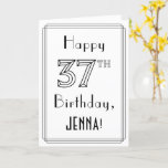 [ Thumbnail: Happy 37th Birthday, Art Deco Style W/ Custom Name Card ]