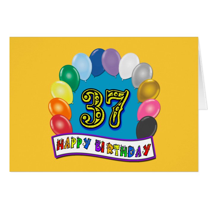 Happy 37th Birthday Balloon Arch Card