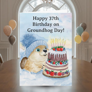  Happy 37th Groundhog Day Birthday  Card