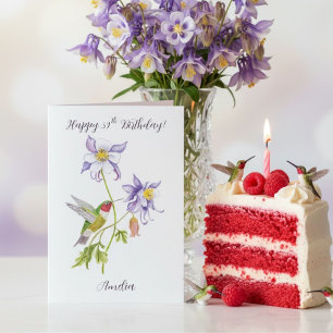 Happy 39th Birthday Columbine with Hummingbird Card