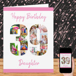 Happy 39th Birthday Number 39 Photo Collage Card<br><div class="desc">Unique 39th Birthday Card with your own custom photo collage and wording. This birthday card has feminine script typography in pink and simple styling with the focus on your pictures in the number 39. The template is set up for you to edit Happy Birthday Mom to daughter or mama or...</div>