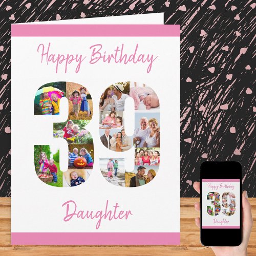 Happy 39th Birthday Number 39 Photo Collage Card