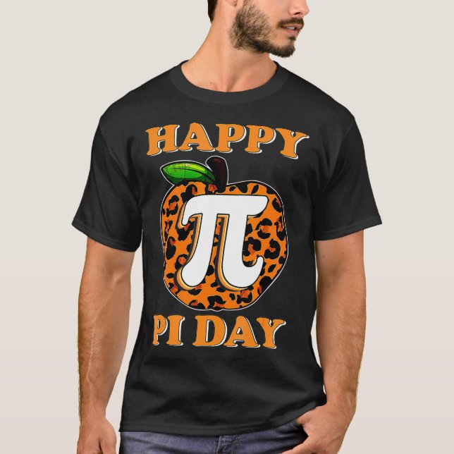 Happy 3 14 Pi Day Math Teachers Print Leopard,Spir T-Shirt (Front)