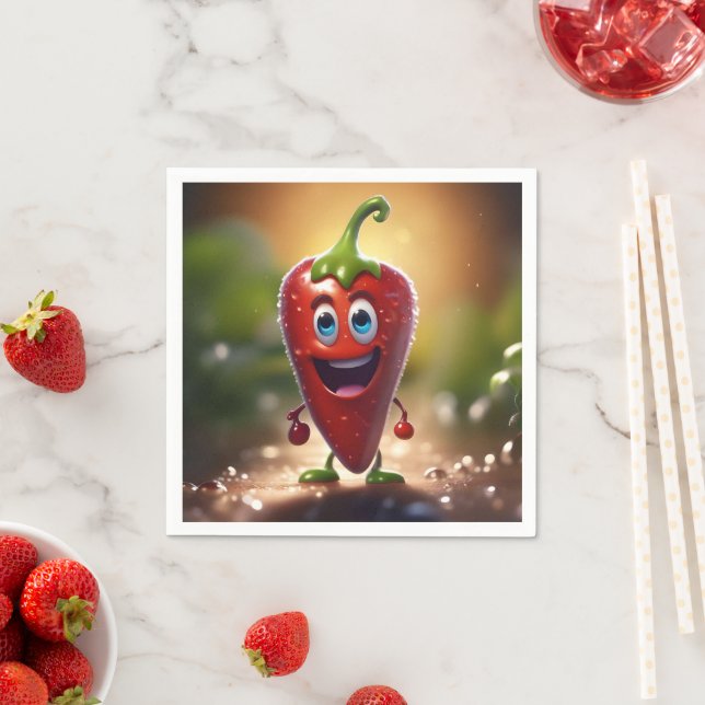Happy 3D Animated Chili Bean, Napkins (Insitu)