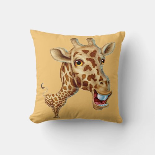 Happy 3D Giraffe Throw Pillow