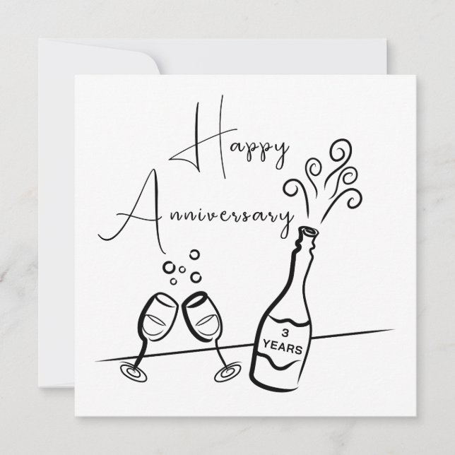 Happy 3rd Anniversary Champagne Celebration Card (Front)