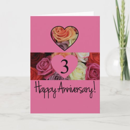 Happy 3rd Anniversary roses Card