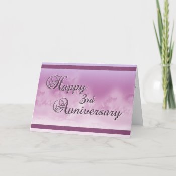 Happy 3rd Anniversary (wedding Anniversary) Card by CBgreetingsndesigns at Zazzle