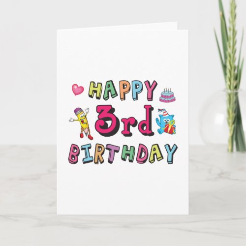 Happy 3rd Birthday 3 year old b_day wishes Card