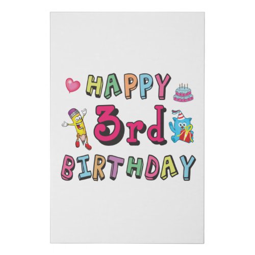 Happy 3rd Birthday 3 year old b_day wishes Faux Canvas Print