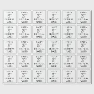HAPPY 3RD BIRTHDAY; Art Deco Style; Custom Name Wrapping Paper