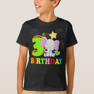 Happy 3rd Birthday Boy Baby Elephant Kid - Three T-Shirt