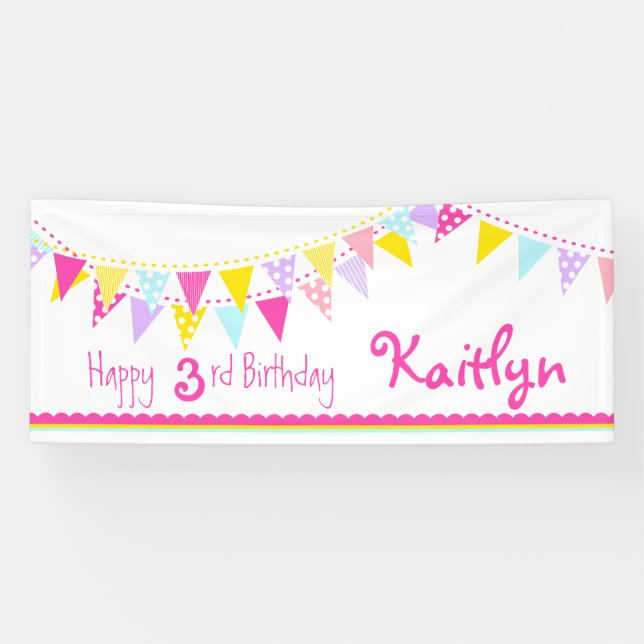 Happy 3rd birthday buntings banner (Horizontal)