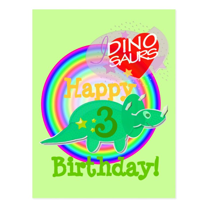 Happy 3rd Birthday Dino Postcard