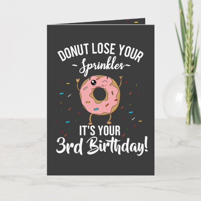 Happy 3rd Birthday Donut Theme Funny Card (Front)