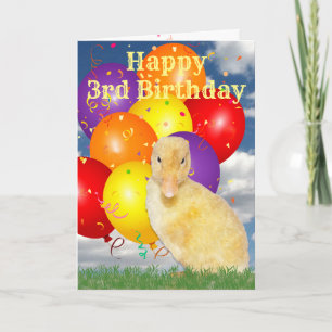 Happy 3rd Birthday Ducklings Colorful Balloons Card
