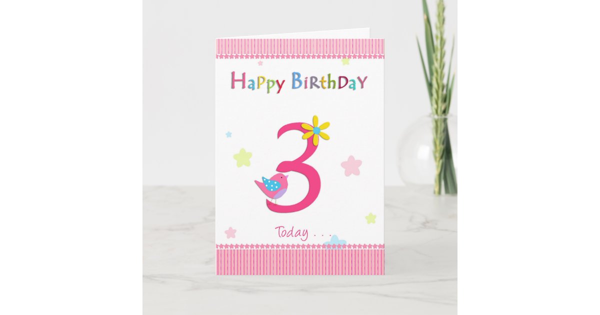 Happy 3rd Birthday Girl Card Zazzle Com