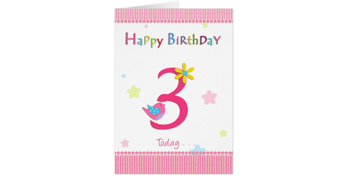 Happy 3rd birthday girl card | Zazzle