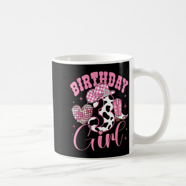 Happy 3rd Birthday Girl Outfit Rodeo Western Cowgi Coffee Mug (Right)